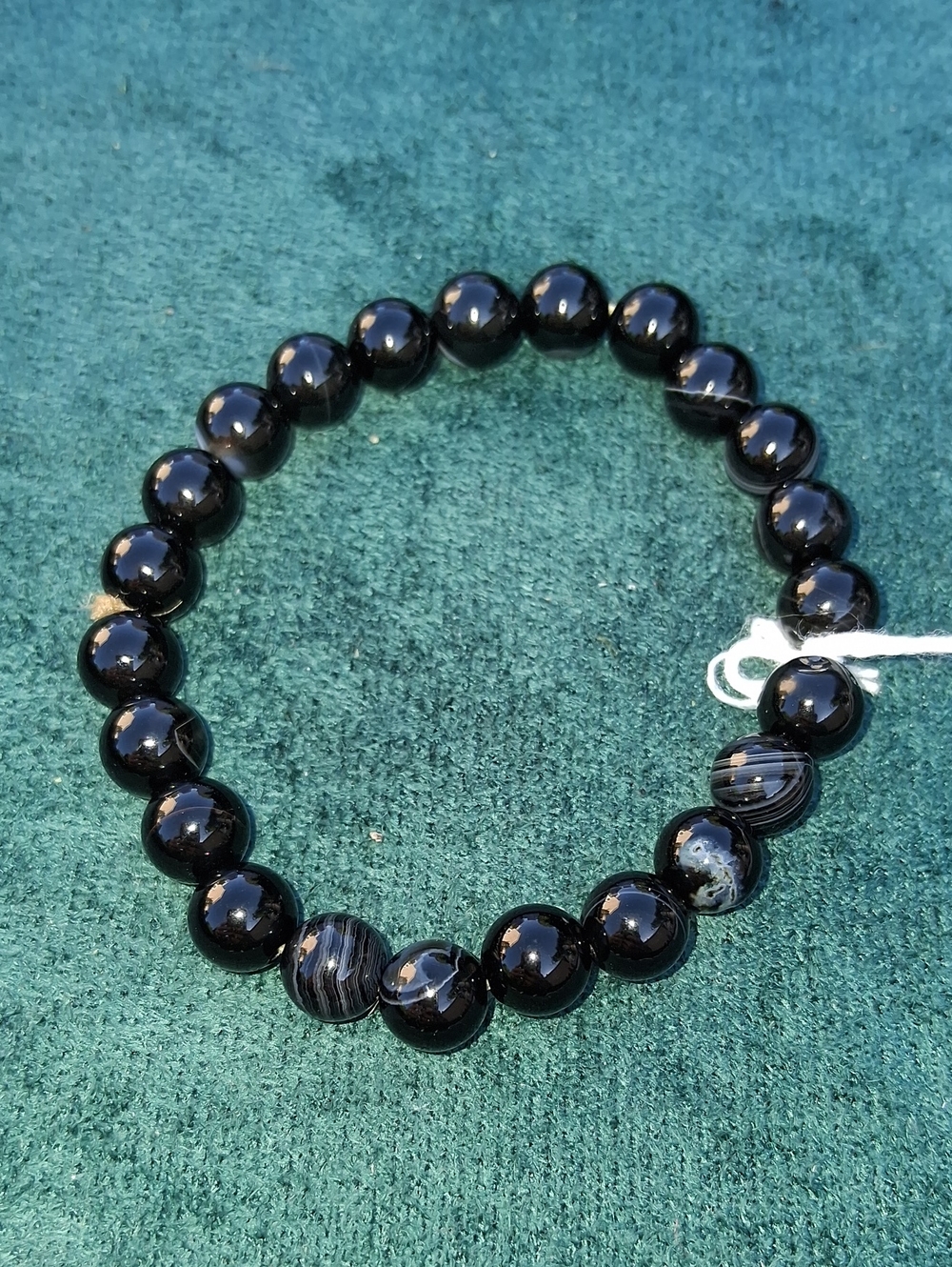 8mm Black Lace Agate Stretchy Gemstone Bracelet